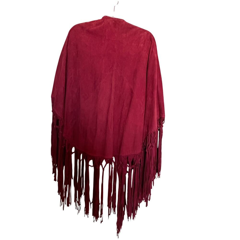 Tasha Polizzi Suede Fringe  Shaw Burgundy Coastal Cowgirl Western Luxe Boho - Picture 5 of 9